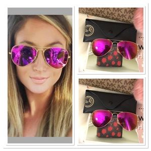 Brand New Ray-Ban Pink Lens Aviators